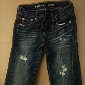 American Eagle Outfitters Blue Skinny Jeans Vintage Distressed